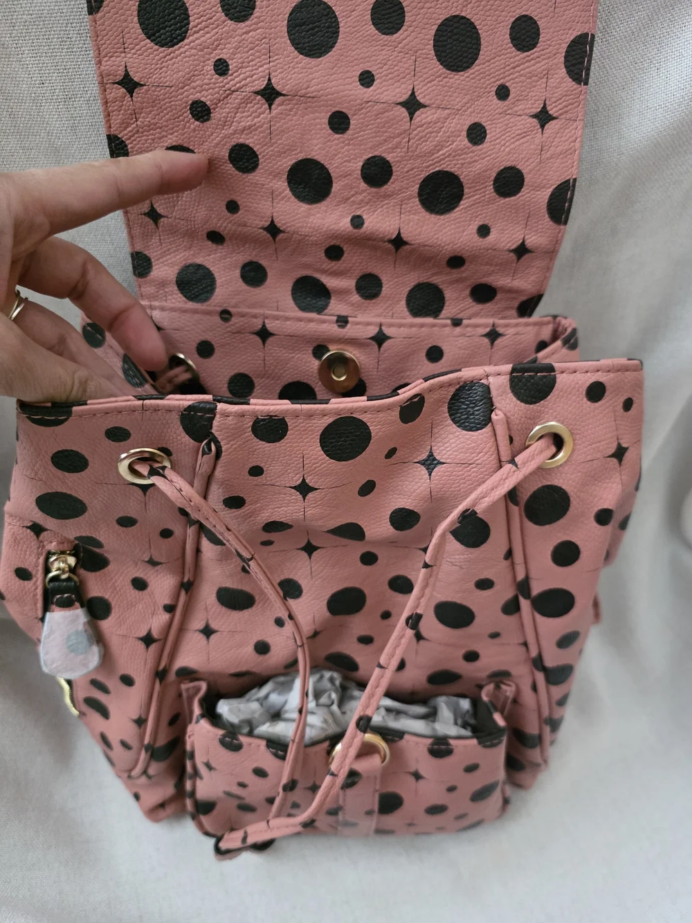Polka Dot Pink Mini Backpack Purse - Women Bags